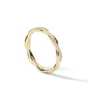 Yellow Gold Round Shape Diamond Twist Pave Eternity Ring/Band With U Cut Setting.